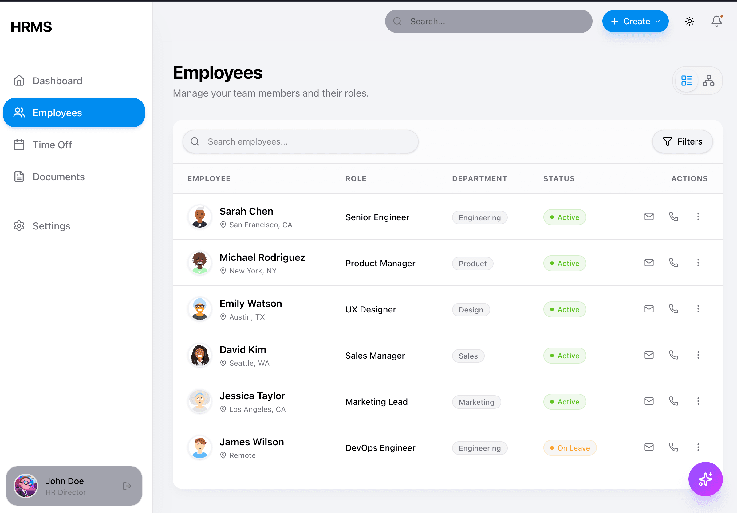 Employees List Desktop